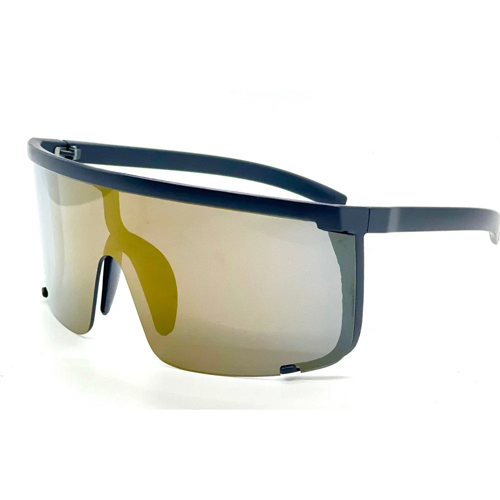 Shield Sunglasses Oversized Gold Mirrored Lens‎ Sunglasses Sport Sun Glasses New